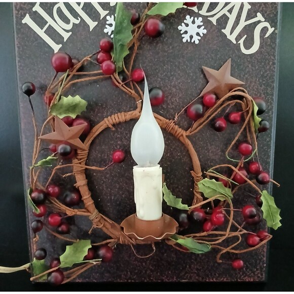 Happy Holidays Light Up Hanging Wall Plaque Plug in Christmas Decoration - Picture 4 of 9